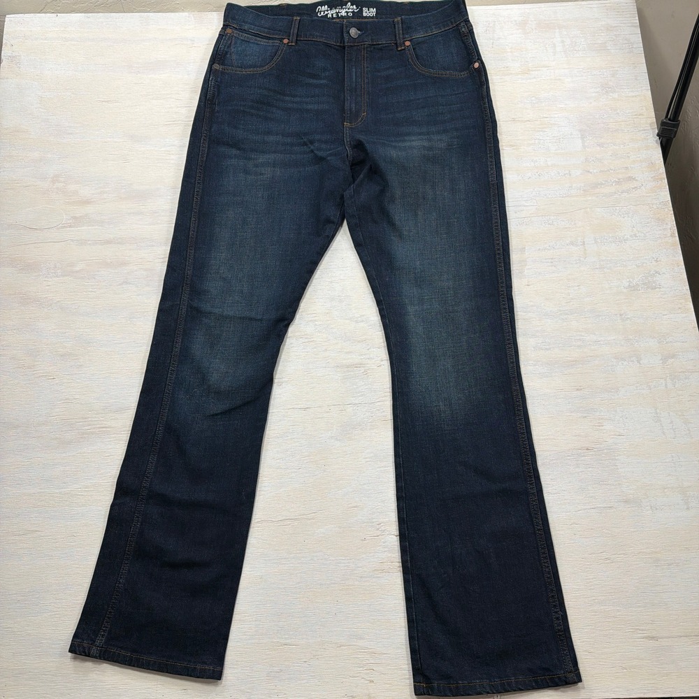Wrangler Jeans Retro Slim Boot 36x36 Stretch Denim Dark Wash Mens NWOT *READ*